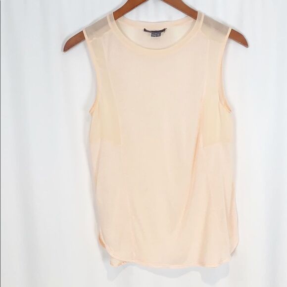 VINCE. PEACH / Blush Sleeveless Silk Blend Top - Picture 4 of 11